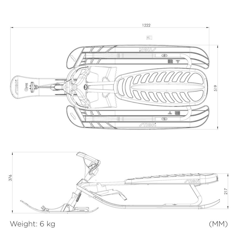 Skibob STIGA Snowracer Curve Pro, růžový