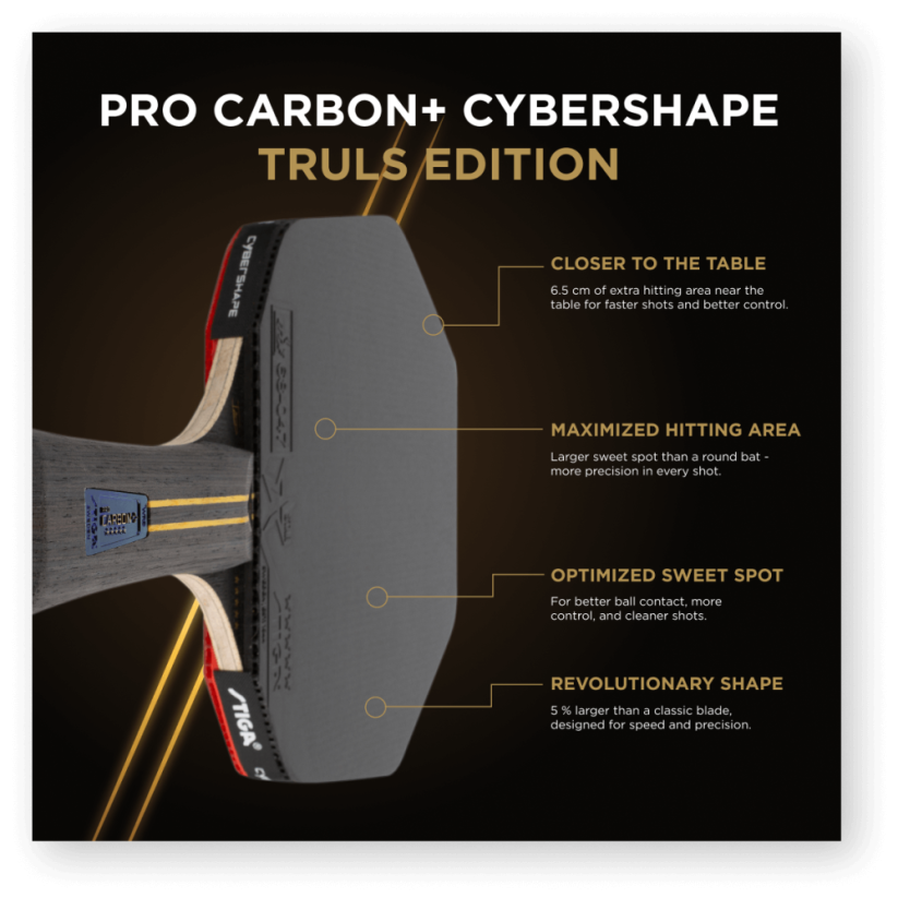 Pálka na stolní tenis STIGA Pro Carbon Plus CYBERSHAPE Truls Edition 5-Star