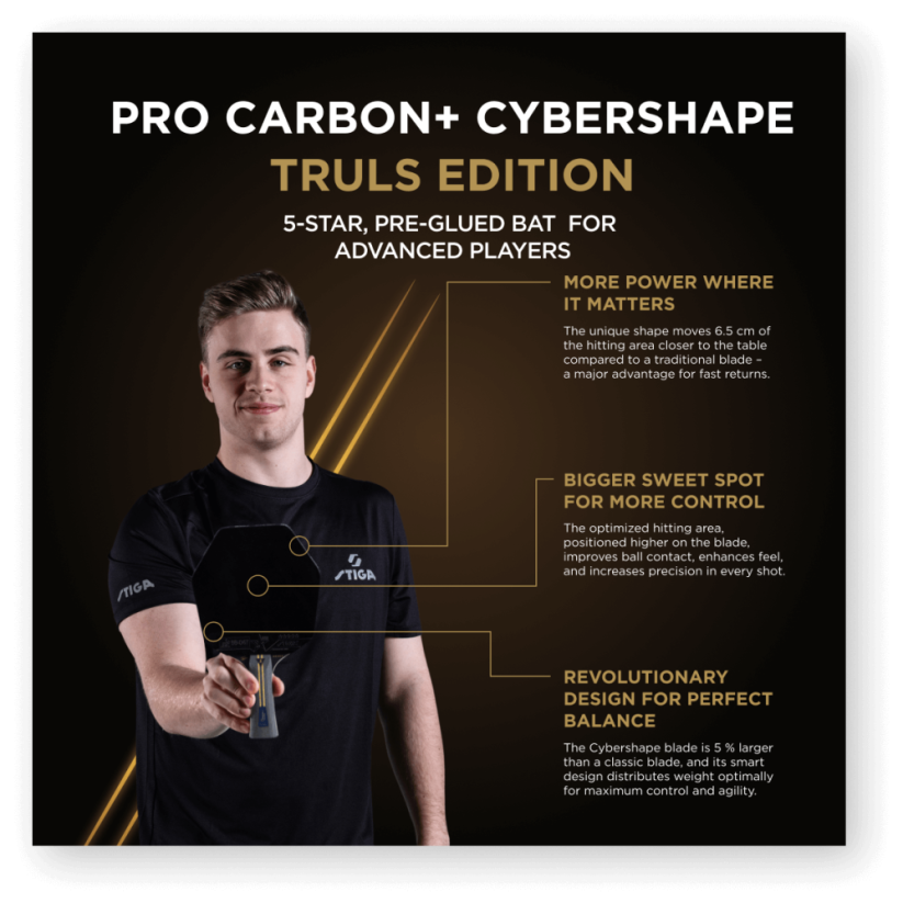 Pálka na stolní tenis STIGA Pro Carbon Plus CYBERSHAPE Truls Edition 5-Star