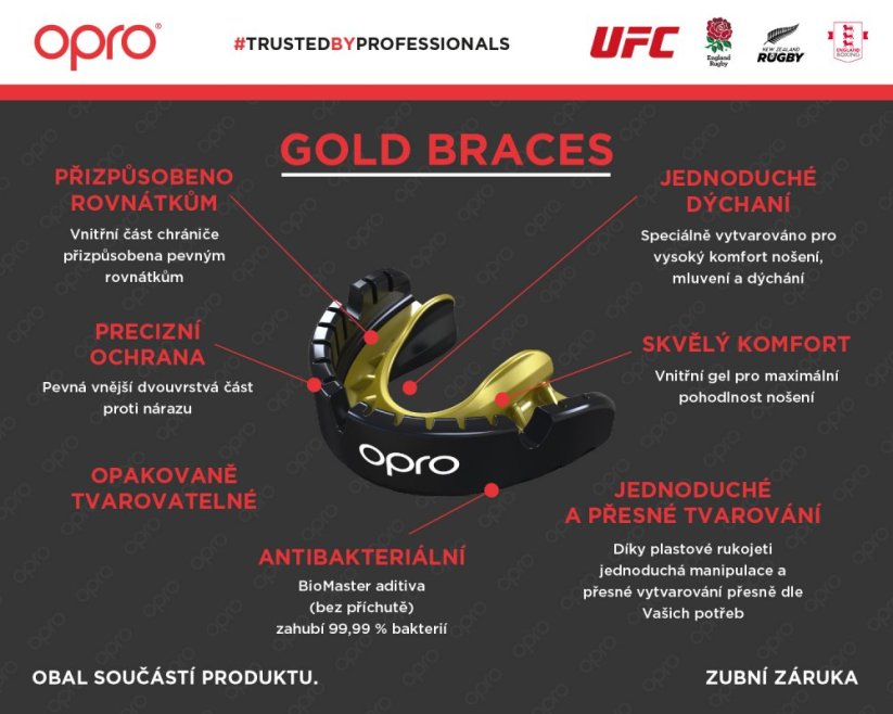 Chránič na zuby OPRO Gold Braces - rovnátka